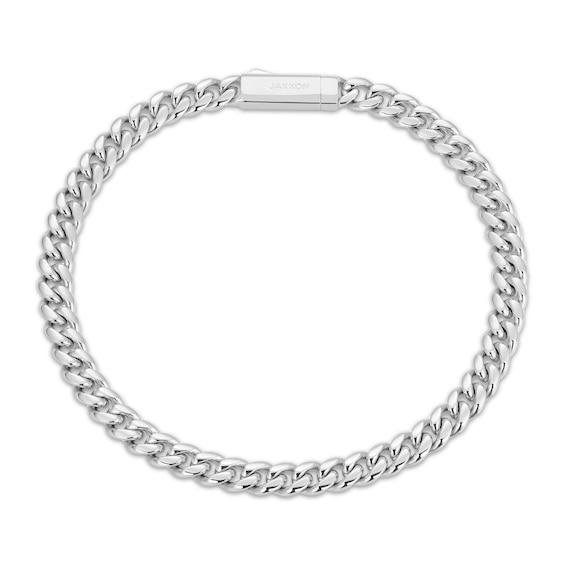 JAXXON Men's Collection 4mm Cuban Curb Chain Bracelet Solid Stainless Steel 8"
