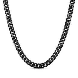 JAXXON Men's Collection 4mm Cuban Curb Chain Necklace Black Ion-Plated Solid Stainless Steel 22"