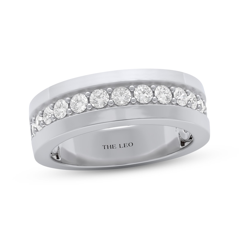 Main Image 1 of THE LEO Diamond Men's Certified Wedding Band 1 ct tw 14K White Gold