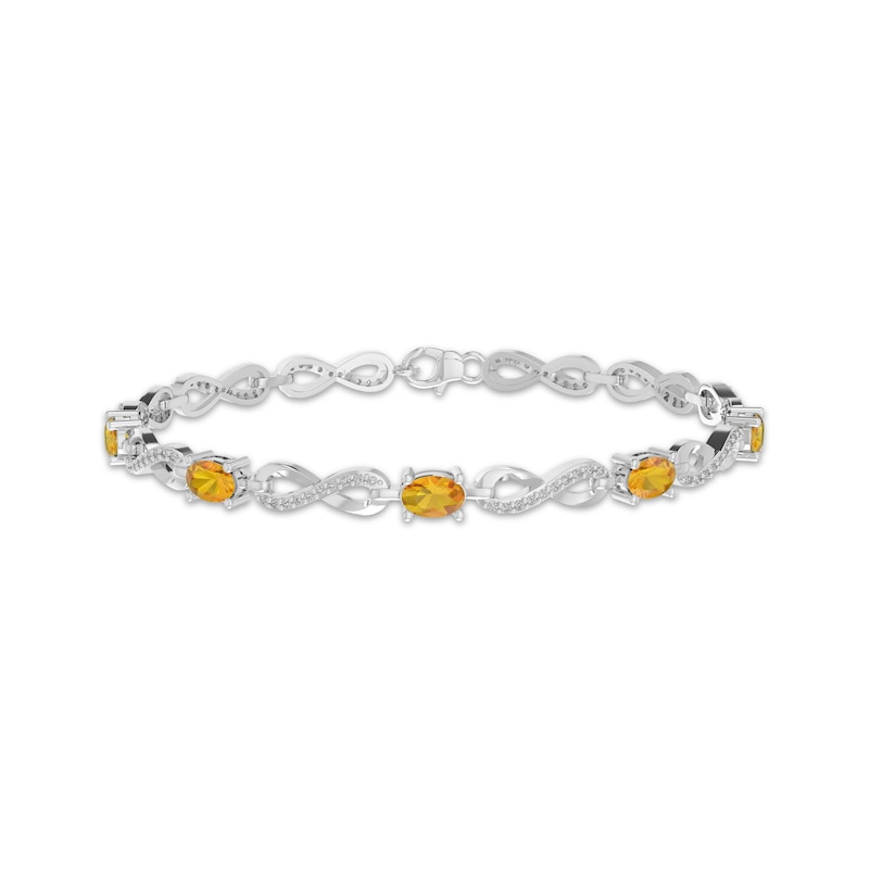 Main Image 1 of Oval-Cut Natural Citrine & White Lab-Created Sapphire Infinity Link Bracelet Sterling Silver 7.25"