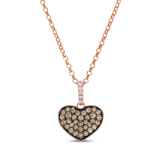 Le Vian Diamond Heart Necklace 3/8 ct tw 14K Strawberry Gold 19"