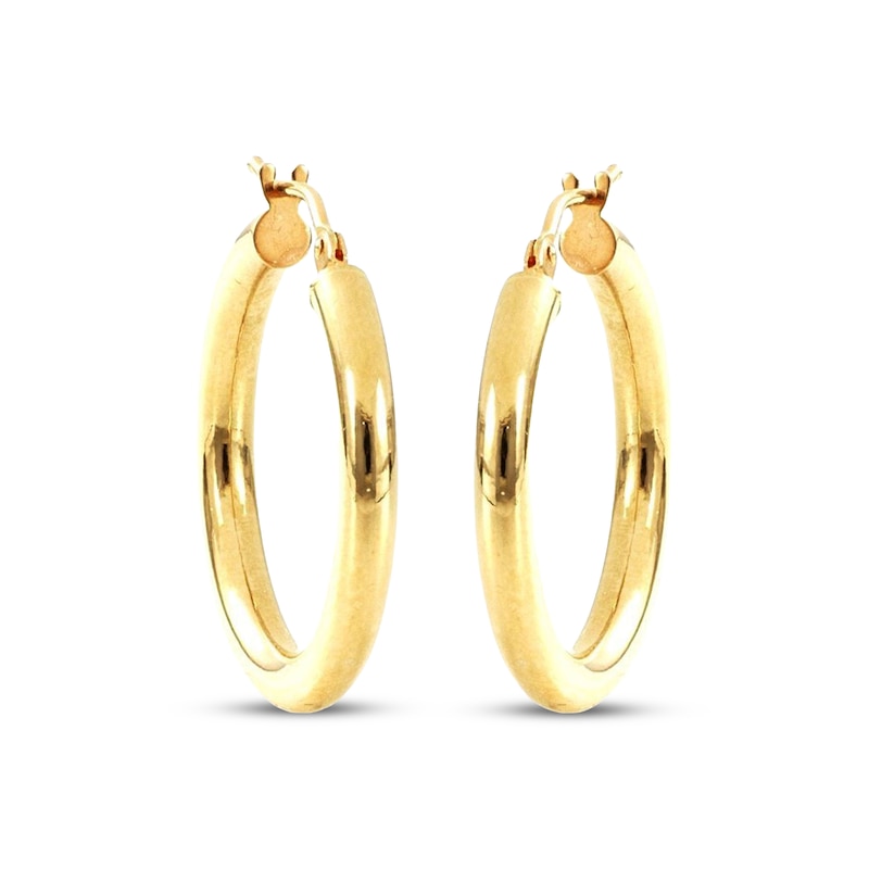 Main Image 1 of Tube Hoop Earrings Hollow 10K Yellow Gold 20mm