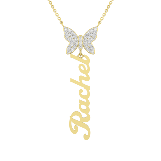 Nameplate Butterfly Necklace (1 Name)