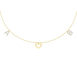 1/6 ct tw Diamond Initials Couple's Heart Necklace (2 Initials)