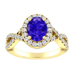 Tanzanite and White Topaz Fashion Ring 10K Yellow Gold