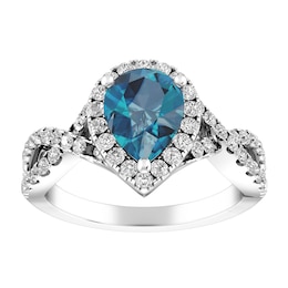 London Blue Topaz and White Topaz Fashion Ring Sterling Silver
