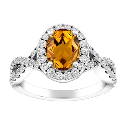 Citrine and White Topaz Fashion Ring Sterling Silver