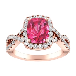 Pink Tourmaline and White Topaz Fashion Ring 10K Rose Gold