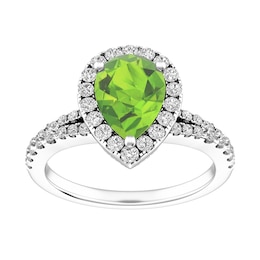Peridot and White Topaz Fashion Ring Sterling Silver