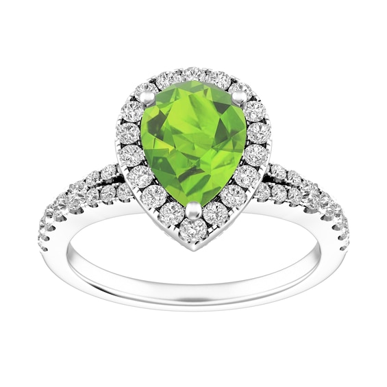Peridot and White Topaz Fashion Ring Sterling Silver