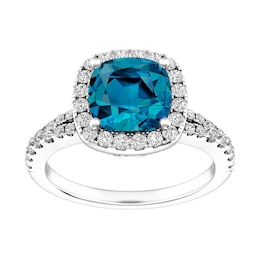 London Blue Topaz and White Topaz Fashion Ring Sterling Silver