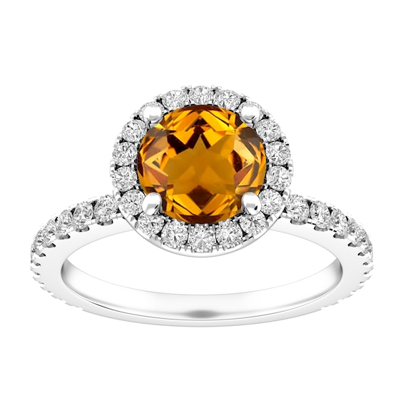 Citrine and White Topaz Fashion Ring Sterling Silver