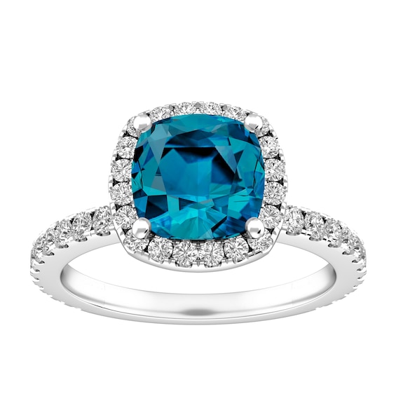 London Blue Topaz and White Topaz Fashion Ring Sterling Silver