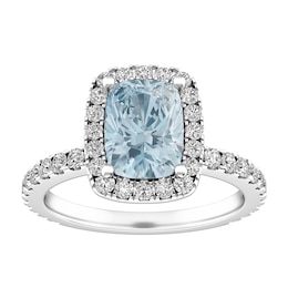 Aquamarine and White Topaz Fashion Ring Sterling Silver