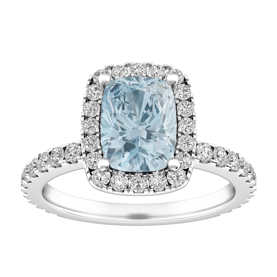 Aquamarine and White Topaz Fashion Ring Sterling Silver