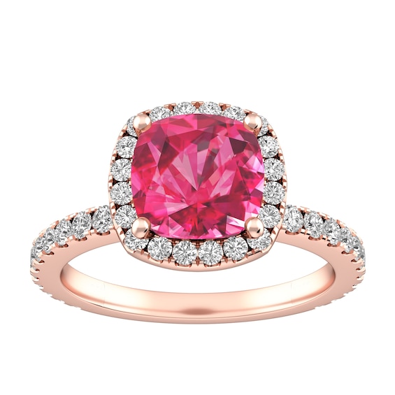 Pink Tourmaline and White Topaz Fashion Ring 10K Rose Gold
