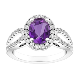 Amethyst and White Topaz Fashion Ring Sterling Silver