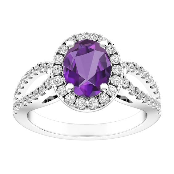 Amethyst and White Topaz Fashion Ring Sterling Silver
