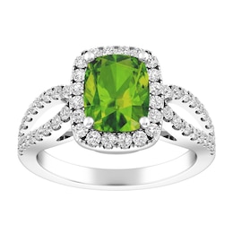 Peridot and White Topaz Fashion Ring Sterling Silver