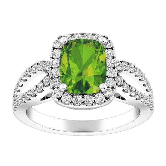 Peridot and White Topaz Fashion Ring Sterling Silver