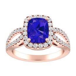 Tanzanite and White Topaz Fashion Ring 10K Rose Gold