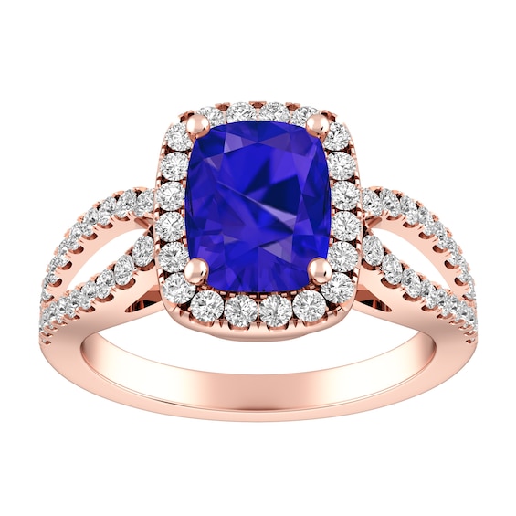 Tanzanite and White Topaz Fashion Ring 10K Rose Gold