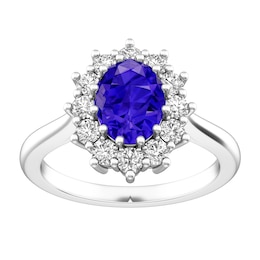 Tanzanite and White Topaz Fashion Ring Sterling Silver