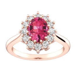 Pink Tourmaline and White Topaz Fashion Ring 10K Rose Gold
