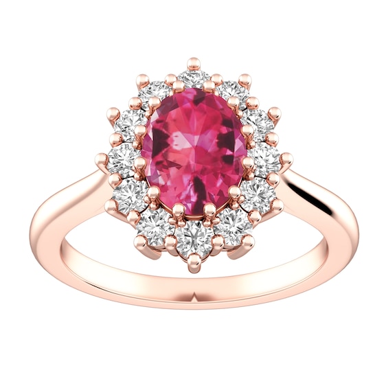 Pink Tourmaline and White Topaz Fashion Ring 10K Rose Gold