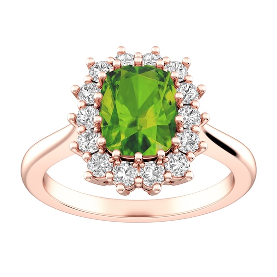Peridot and White Topaz Fashion Ring 10K Rose Gold