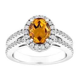 Citrine and White Topaz Fashion Ring Sterling Silver