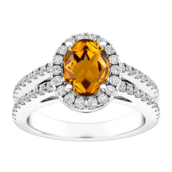Citrine and White Topaz Fashion Ring Sterling Silver