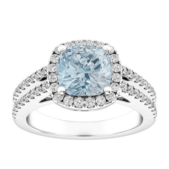 Aquamarine and White Topaz Fashion Ring Sterling Silver