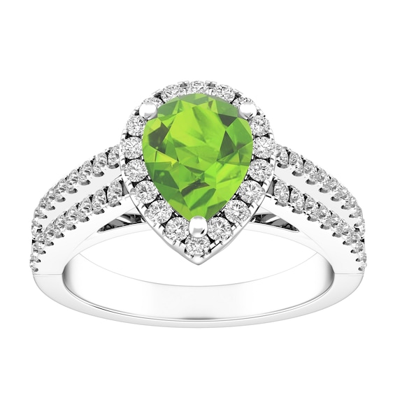 Peridot and White Topaz Fashion Ring Sterling Silver