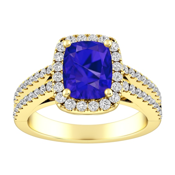Tanzanite and White Topaz Fashion Ring 10K Yellow Gold
