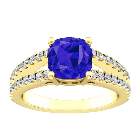 Tanzanite and White Topaz Fashion Ring 10K Yellow Gold