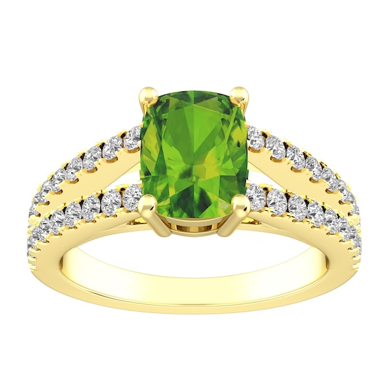 Peridot and White Topaz Fashion Ring 10K Yellow Gold