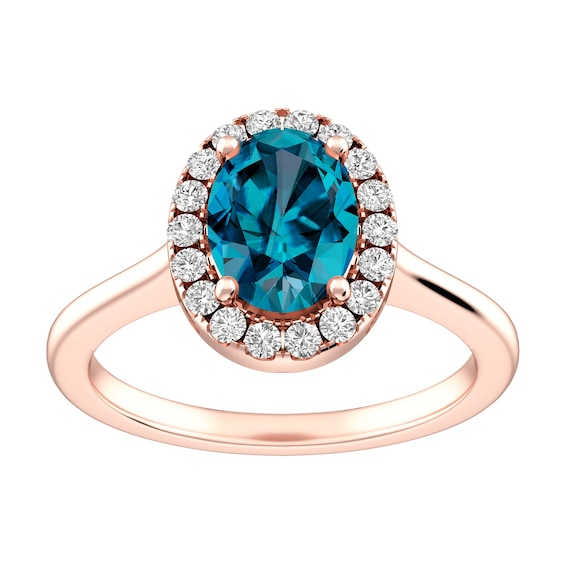 London Blue Topaz and White Topaz Fashion Ring 10K Rose Gold