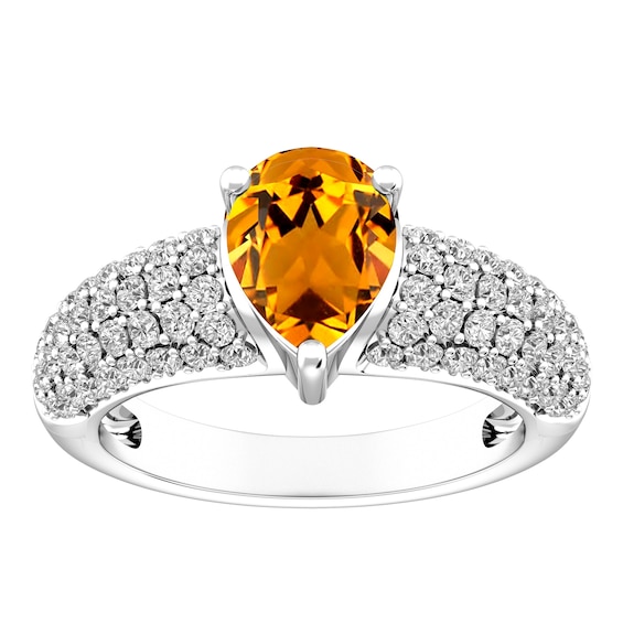 Citrine and White Topaz Fashion Ring Sterling Silver