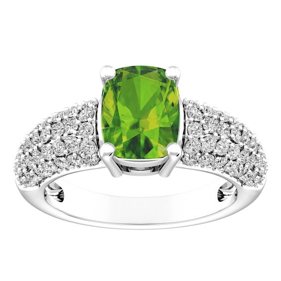 Peridot and White Topaz Fashion Ring Sterling Silver