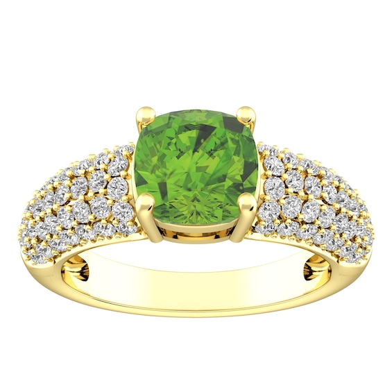 Peridot and White Topaz Fashion Ring 10K Yellow Gold
