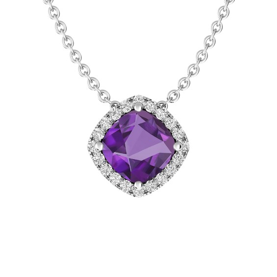 Amethyst and White Topaz Fashion Pendant Sterling Silver