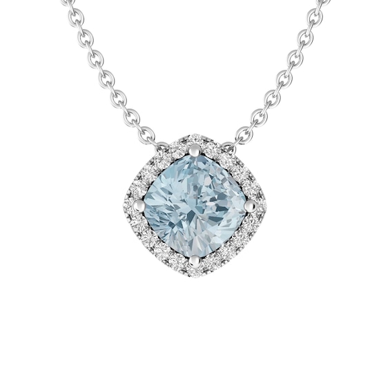 Aquamarine and White Topaz Fashion Pendant Sterling Silver