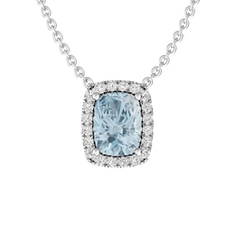 Aquamarine and White Topaz Fashion Pendant Sterling Silver