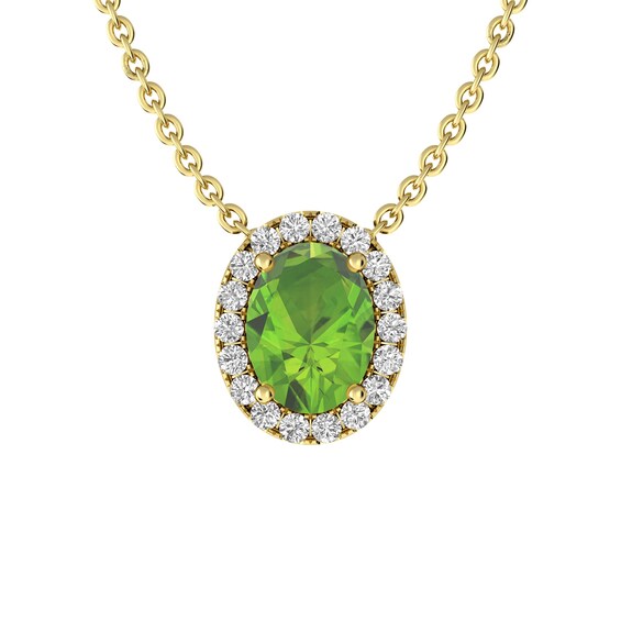 Peridot and White Topaz Fashion Pendant 10K Yellow Gold