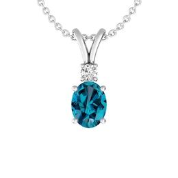 London Blue Topaz and White Topaz Fashion Pendant Sterling Silver