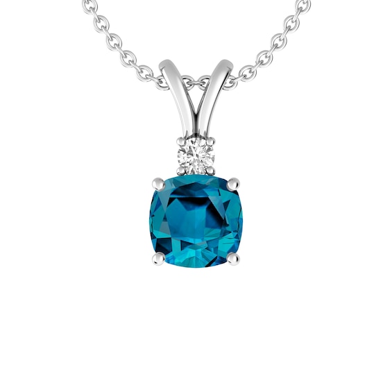 London Blue Topaz and White Topaz Fashion Pendant Sterling Silver