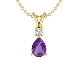Amethyst and White Topaz Fashion Pendant 10K Yellow Gold