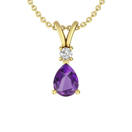 Amethyst and White Topaz Fashion Pendant 10K Yellow Gold