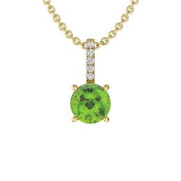 Peridot and White Topaz Fashion Pendant 10K Yellow Gold